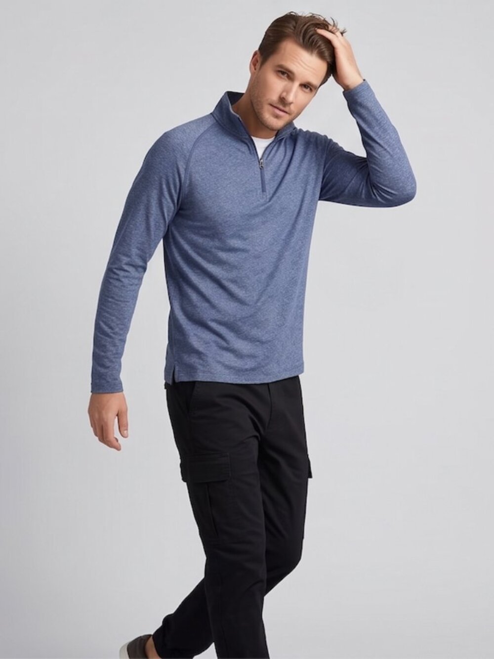 Mens Banana Republic Quick Dry Half Zip Pullover Blue XS - Picture 2 of 6